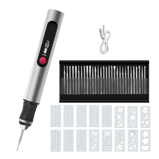 1 Set Tırnak Zımparası Şarj Edilebilir Hızlı Tip-C Şarjlı Pil Taşınabilir Elektrikli Gravür Kalemi Dekoratif Kupa Oyma Aleti