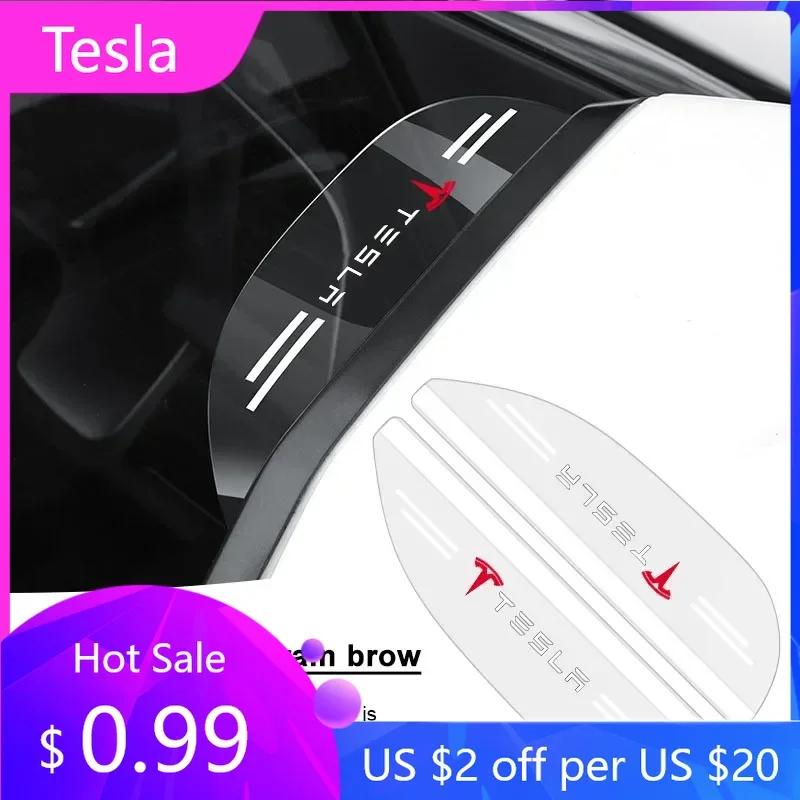 Autoaufkleber 2025 Neu Tesla 2 Stück Auto-Rückspiegel-Regenaugenbrauenabdeckung Regendichter Seitenblech-Aufkleber für Tesla Model 3 2021 S X