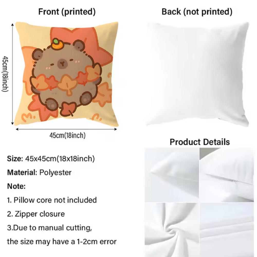 Classic Animal Capybara Cushion Cover Soft & Easy-Wash Pillow Case – Versatile For Couch, Bed, Travel And Office