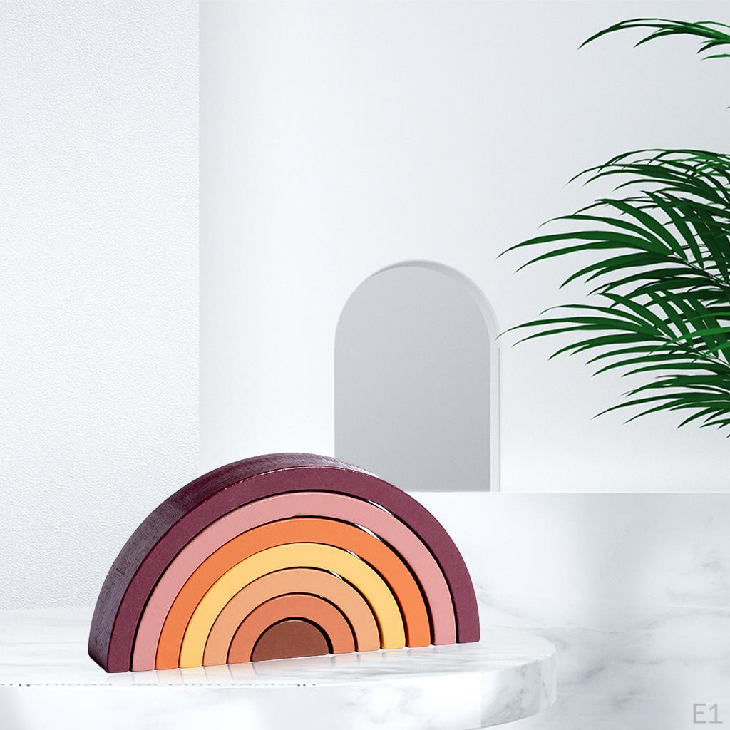 Wooden Rainbow Stacker Arch Bridge Playset Stacking Toys for Activity Boy