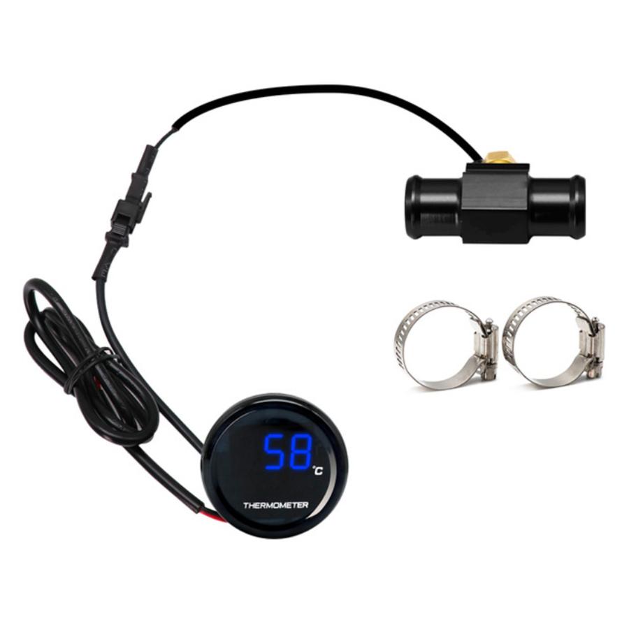 Universal Motorcycle Thermometer Instruments Water Temp Temperature LED Digital Display Gauge Meter With 22mm Temp Temperature Sensor Adapter