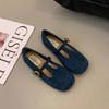 Korean Version of Retro Flat Bottom Square Head Single Shoes Women's 2025 Autumn New Flat Bottom Soft Bottom Soft Surface Shallow Mouth Mary Jane Wo