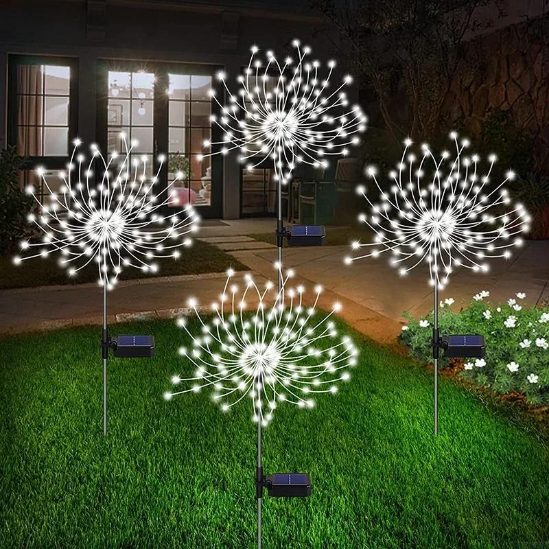Solar LED Firework Fairy Light Outdoor Garden Decoration Lawn Pathway Lamp For Patio Yard Party Christmas Wedding