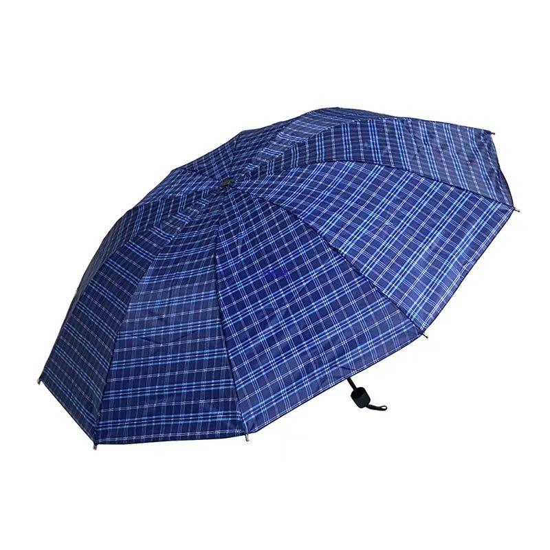Extra Large Ten-Bone Water-Repellent Plaid Umbrella - British Style for Men & Women, Double/Triple Use