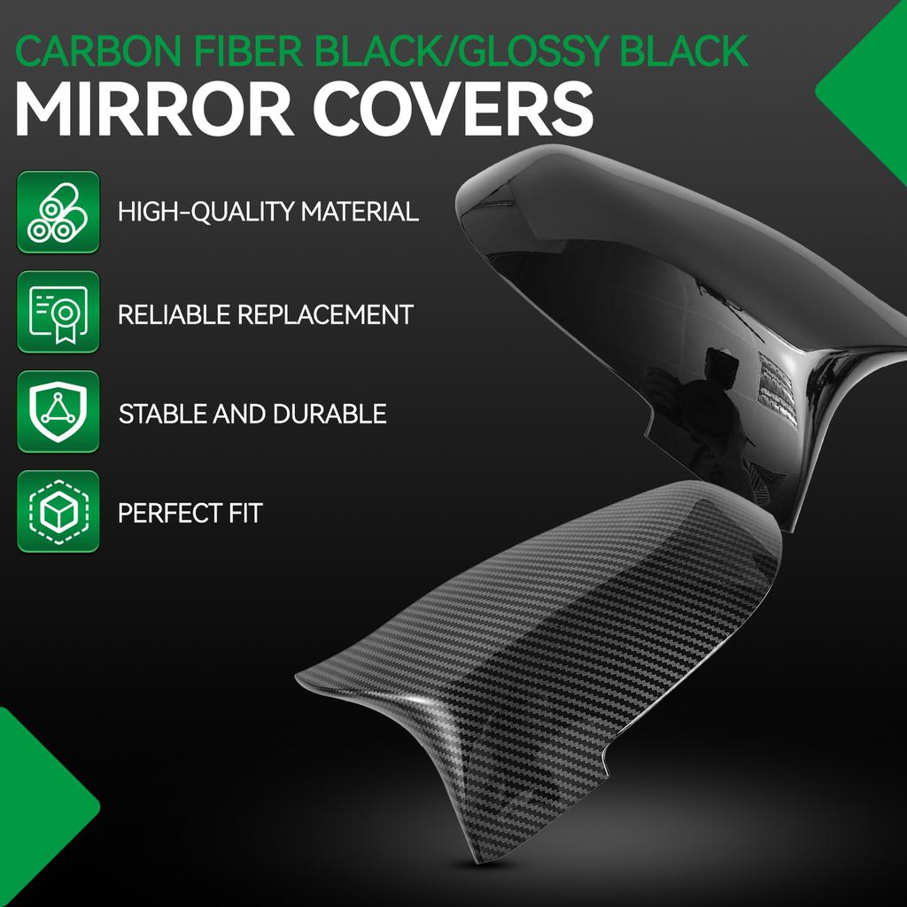 Für BMW 5er 6er 7er Serie F10 F18 F11 F06 F07 F12 F13 F01 Ein Paar Glänzende/Kohlefaser Spiegelkappen Seitenrückspiegelkappe L+R