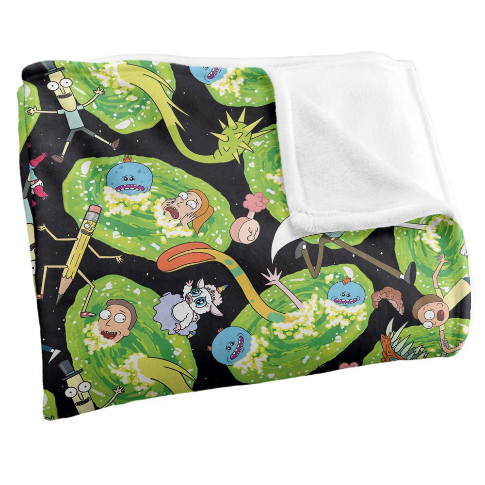 Rick And Morty Portal Mayhem Silky Supersoft Blanket