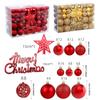 Christmas Tree Decorations Set: 100 Pieces with Tree Topper Star, Letter Tags, Hollow Plastic Balls, and Baubles Ornaments.