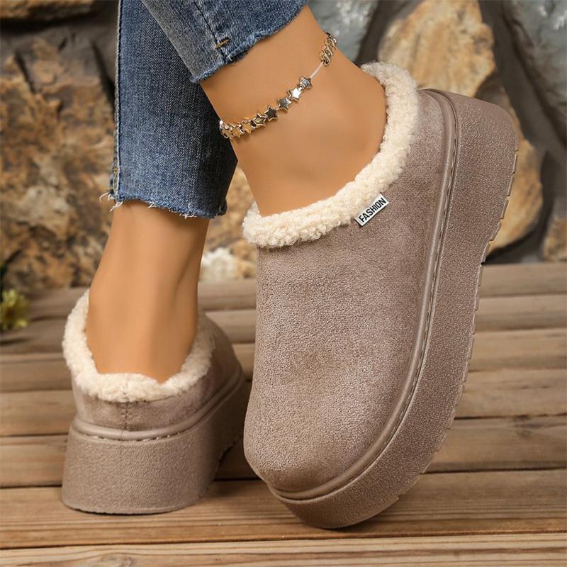 

Fashion Comfortable Faux Suede Snow Boots Women Winter Solid Color Platform Ankle Boots Woman Round Toe Slip On Warm Booties Mujer 36 серый