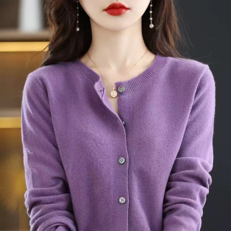 TIFICY Women's Fashion Casual Fall Winter Solid Color Print Long Sleeve O-Neck Tops Women's Clothing Woolen Knitwear Sweaters