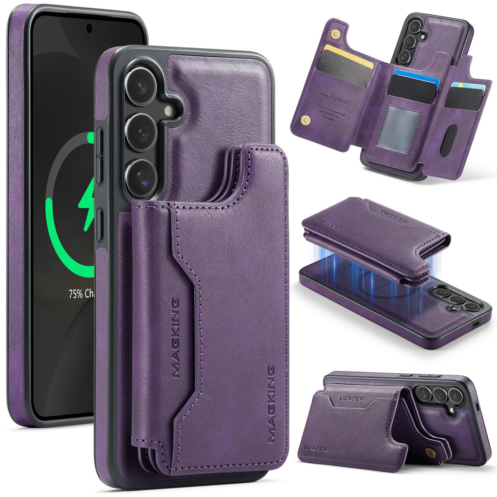 

MAGKING K3 Series For Samsung Galaxy S24+ Case Compatible with MagSafe Wallet PC+TPU+PU Phone Cover Purple
