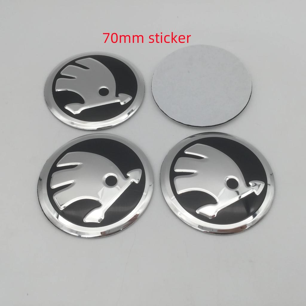AAAJJ1 4pcs 3D 56mm 60mm 65mm 70mm 75mm For Skoda Car Emblem Wheel Hub Center Cap Badge Covers Sticker Decals Styling Accessories