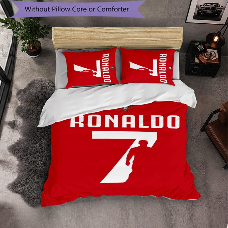 Biancheria da Letto a Tema Cristiano Ronaldo Set 3 Pezzi Copripiumino Biancheria da Letto Decorativa per Stanza Adolescenti Decorazione Casa