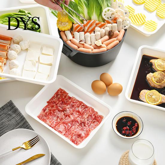 Storage Food Tray White Stackable Round Edges Easy To Clean Spill Fruit Resistant Multipurpose Plastic Hot Pot Serving for Dining Room Dessert Platter
