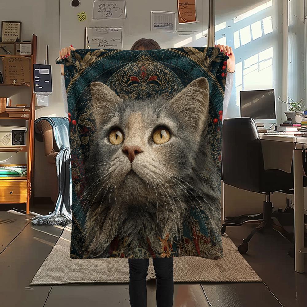 Plush Cats  Print Flannel Blanket, High quality Comfortable for All Seasons, Home Decor, Warmth and Comfort