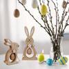 Wooden Easter Bunny Mother Child Decorations Spring Easter Eggs Table Centerpiece Easter Wooden Bunny Ornaments