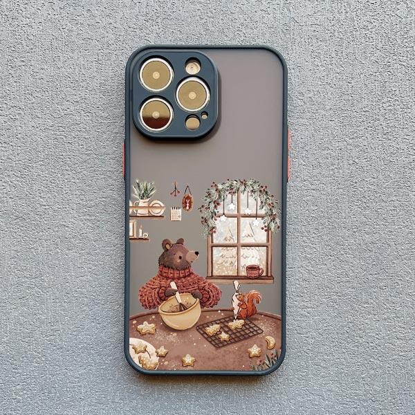 Cartoon Animal Bear Fox Squirrel Phone Case For iPhone 17 16 15 Plus Pro Max Case iPhone 14 13 12 11 Pro Max Mini XS XR X Cover