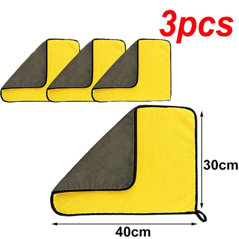 10/5/3/1pcs Thickened Double Layer Microfibre Car Washing Towel Soft Quick Drying Window & Mirror Wiping Rag Cleaning Products
