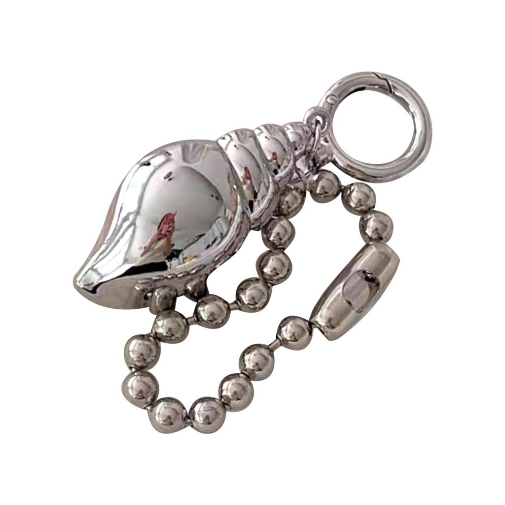 Silvery Conch Bowknot Keychain Lovely Decorations Keyring Ornament Backpack Phone Case Charm Pendant Gift for Girls Women