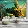 Hell Express Steam Train Tapestry Fantasy Art Dark Railroad Decor Gothic Wall Hanging Horror Theme Living Room Print