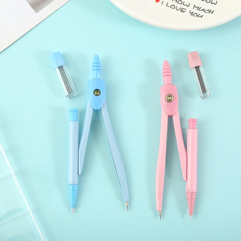 2pcs Math Geometry Student Pencil Compass Learning Drawing Tool Metal Compass Set  School Supplies