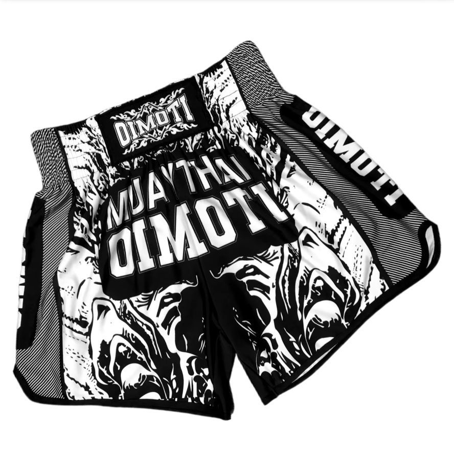 Muay Thai Kickbox Box MMA UFC Černobílé Ležérní Šortky Gym Sport Unisex Muži Ženy Cvičení Rychleschnoucí Potisk Elastický Vysoký Pas Trénink