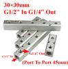 (Port zu Port 45mm)30x30mm G1/2" Ein G1/4" Aus 2-12 Wege Aluminiumlegierung Verteilerblock Pneumatik Luft Fitting