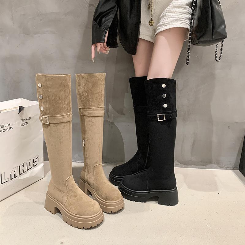 Maillard two wear folded thick-soled boots children's new thick-heeled knee knight boots in autumn and winter 2025