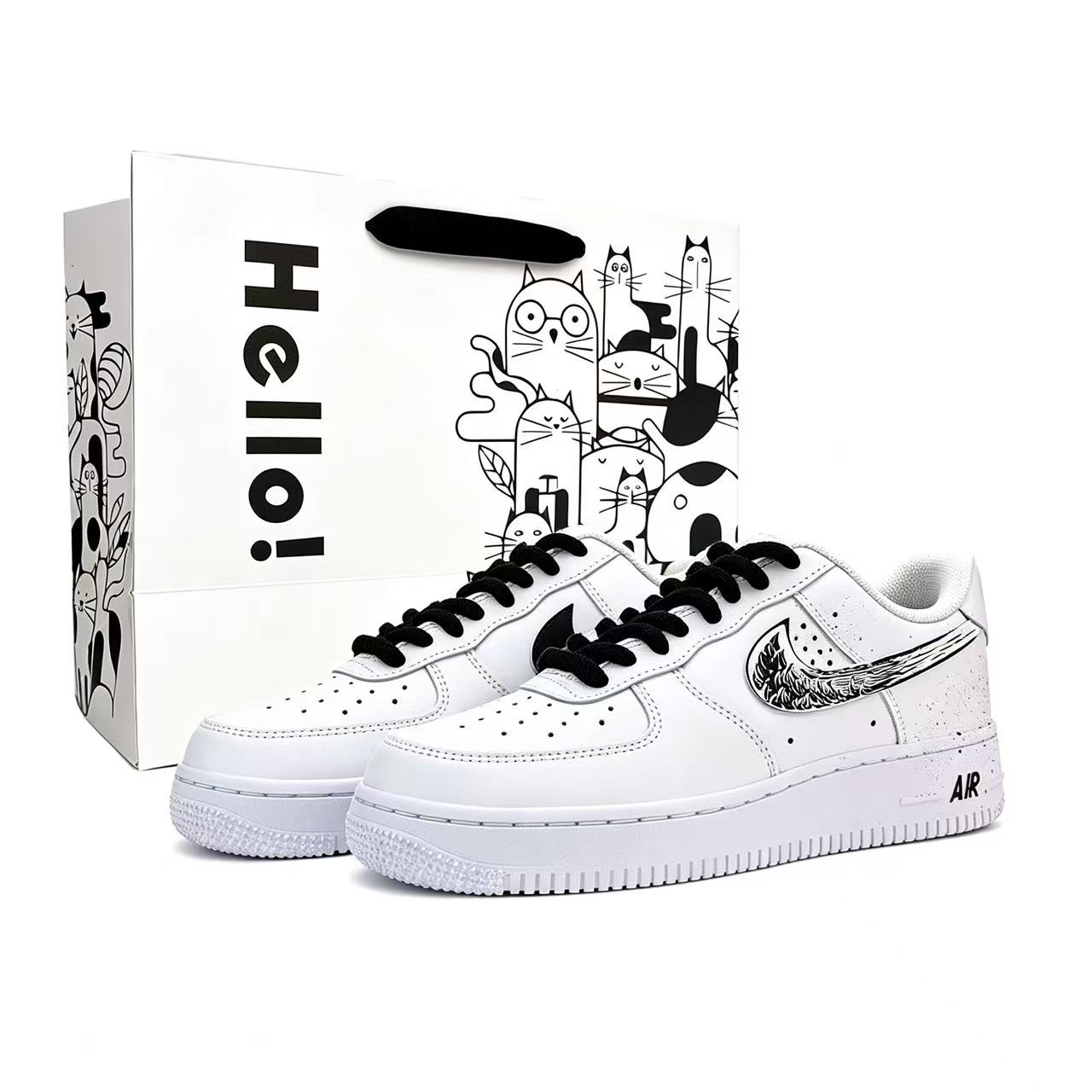 

Nike Air Force 1 Waves Of White Blades, Shopping Bag Low top Skateboard Shoes Unisex White CW2288-111(Team935-BOX) 40
