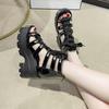Fashion 10 Cm Women's Solid Color Chunky Heel Sandals Stylish Cross Strap Platform Sandals Breathable Back Zipper Roman Shoes