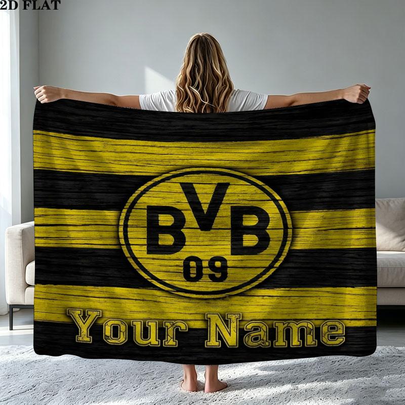 1PC Borussia Custom Name Patterned Flannel Blanket Suitable For All Seasons for Home Decor Warmth and Comfort Gifts Holiday Present
