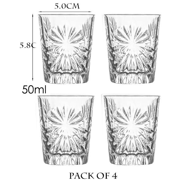 50ml Shot Glass Carved Patterns Vodka Glass Whiskey Shot Glass