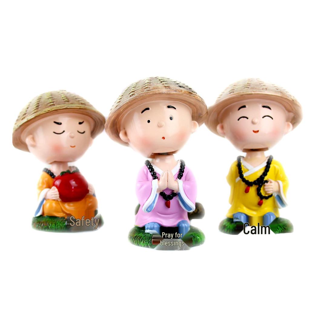 Creative Calm Monk Car Ornament: Cute Dashboard Decoration for Men and Women