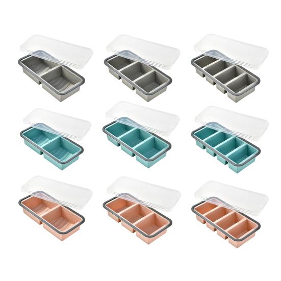 Silicone Snack Containers with Sealed Lid 2/3/4 Compartments Condiment Box High/Low Temp Resistant Divided Food Container for School Travel