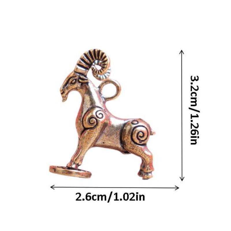 2027 Year Of Chinese Zodiac Goat Lucky Pendant Keychain Copper Feng Shui Wealth Key Ring Women Men Bag Charm Jewelry Gift