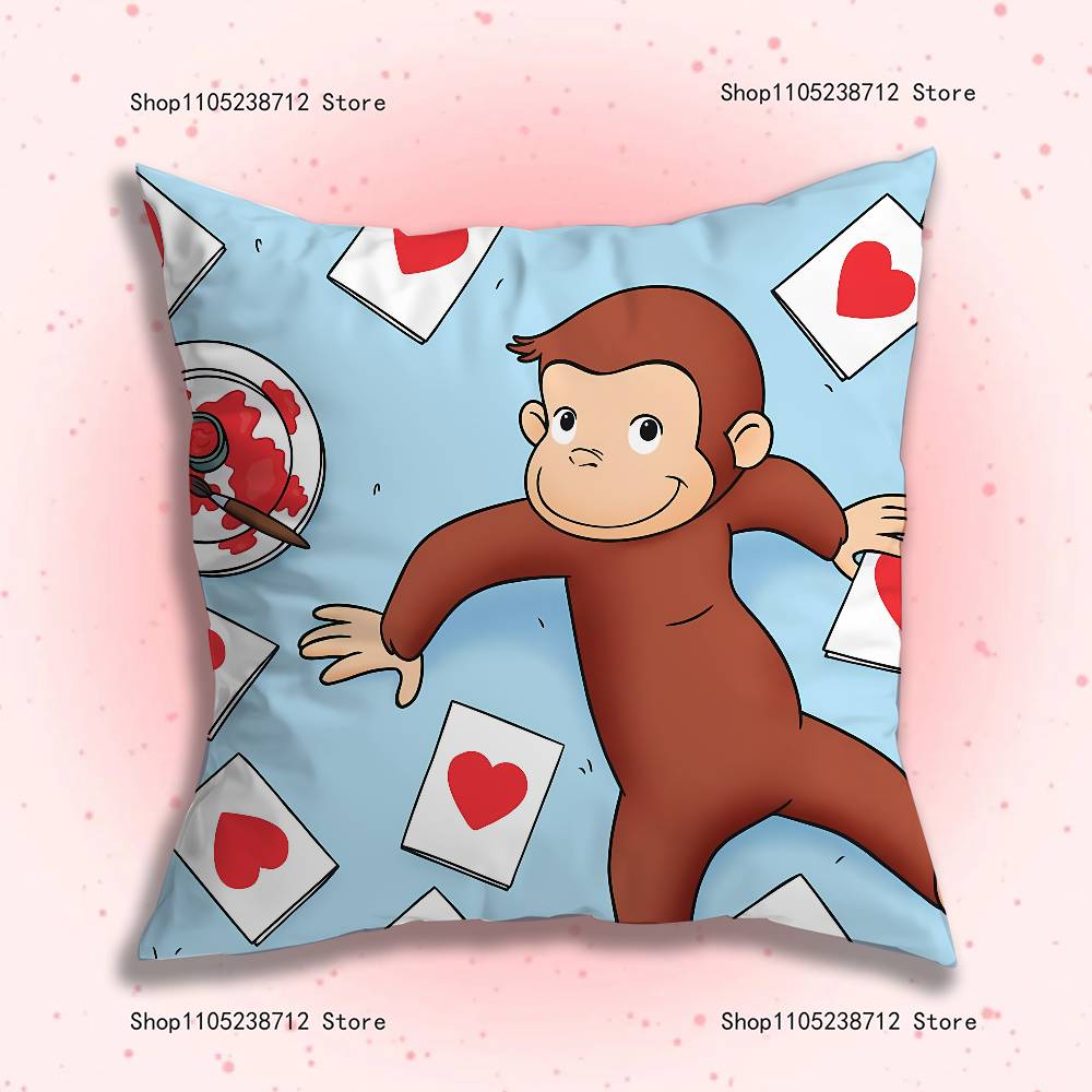 C-Curious Affe G-George Kissenbezug Kissenhülle Kissen Plüsch Jungen Mädchen Cartoon Anime Kawaii Dekoration Kindergeburtstag Niedliche Geschenke