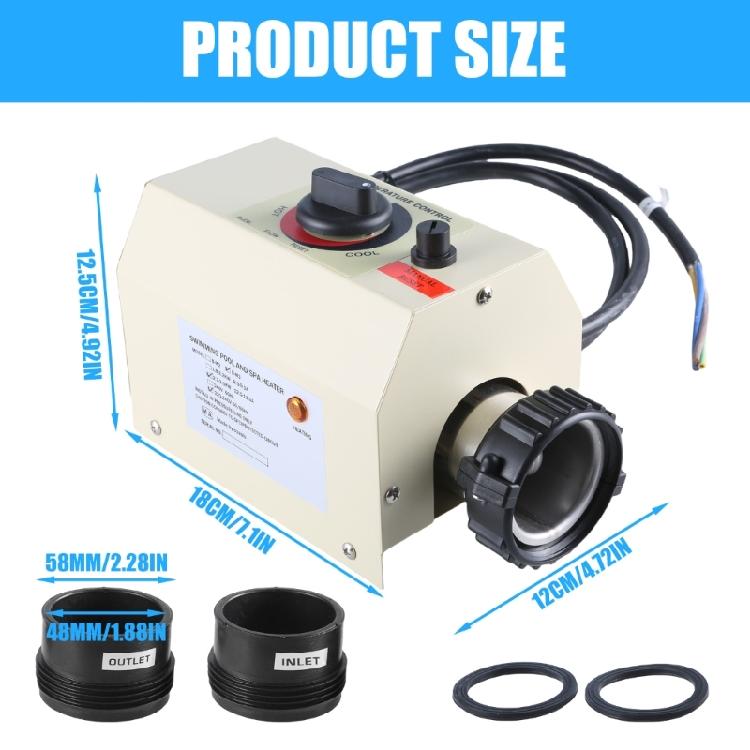 3000W Pool Heaters for Above Ground Swimming Pool, Immersions Water Heaters for Bathtub Electric Water Heaters Thermostat