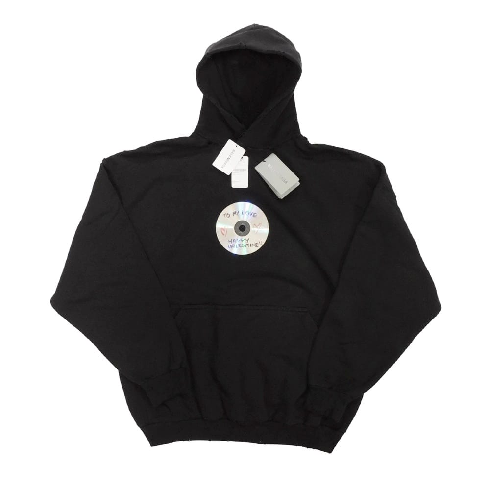 Used Valentine CD Pullover Hoodie (11221) 739024 TQVE5 1055 7846, Size 2 M, Distressed, 165/92A, Unused Cotton, Black,