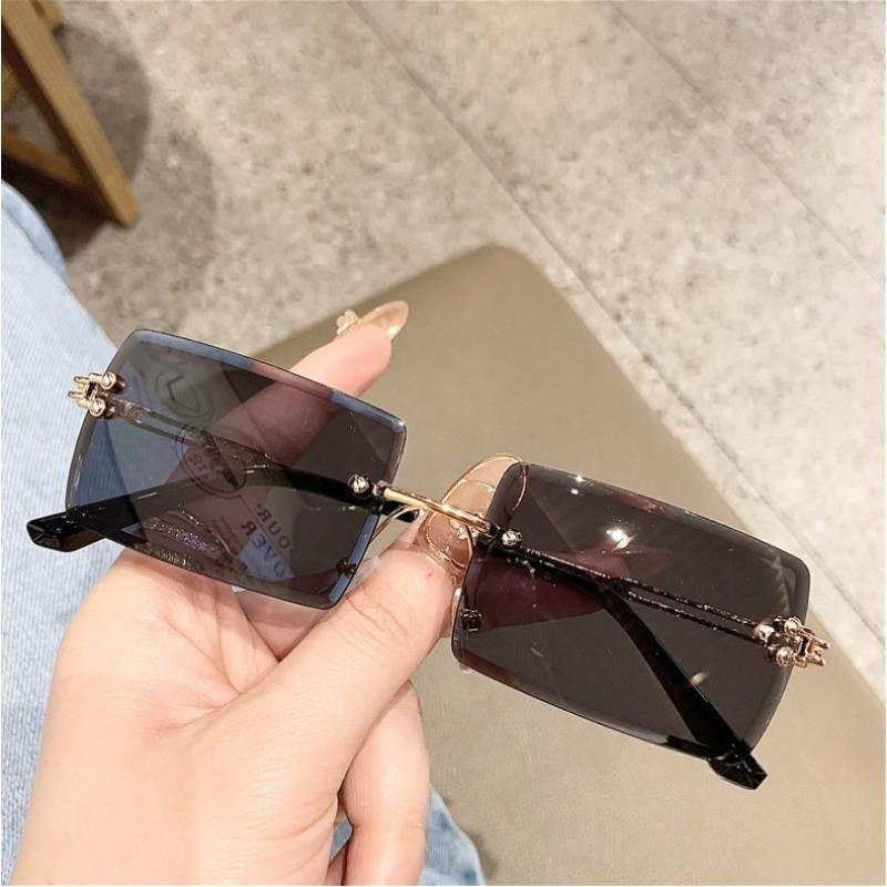 

Стильные модные очки без оправы с градиентом для женщин - шикарные повседневные очки, идеально подходящие для модных заявлений и повседневной носки