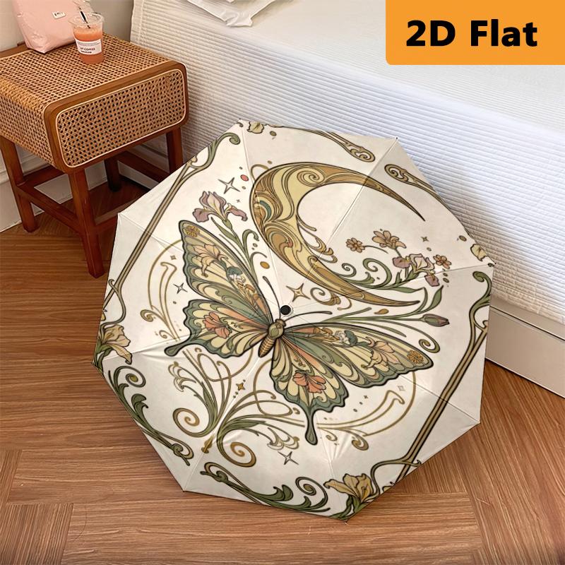 Butterfly Garden Folding Umbrella Durable Travel Gift Three Folds Travel