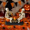 Durable Pumpkin Skull Figurine Resin Halloween Ornament  Office Display