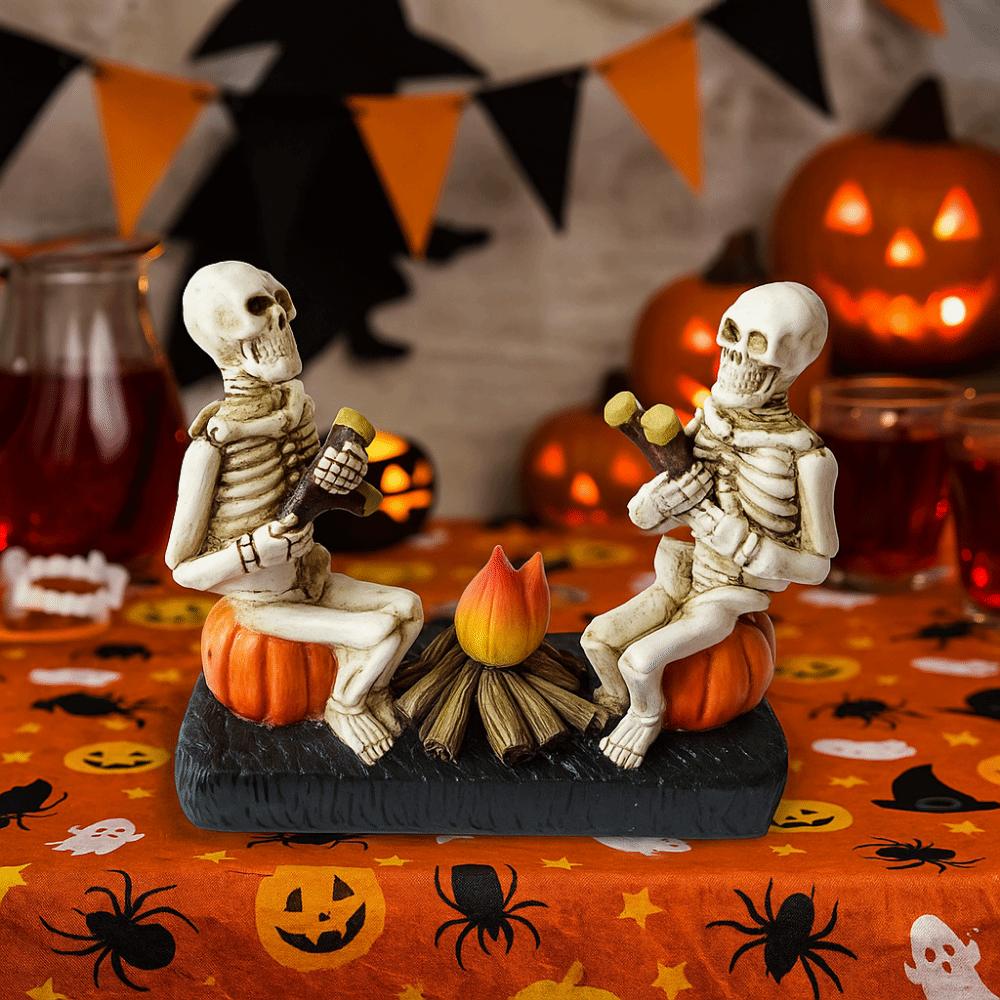 Durable Pumpkin Skull Figurine Resin Halloween Ornament  Office Display
