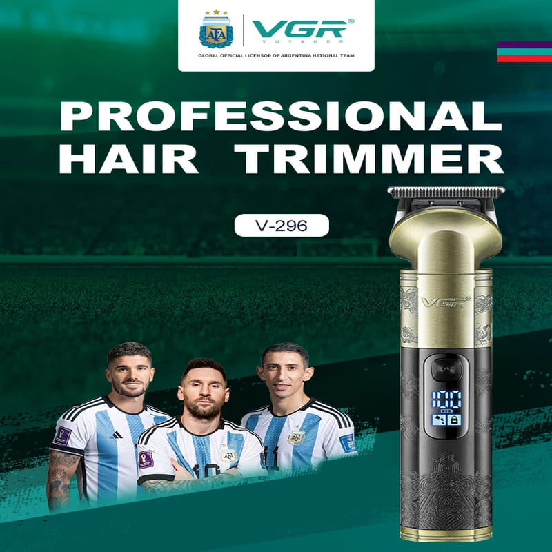 2026 VGR V-296 Professional Retro New Hair Clipper with LCD Digital Display Metal Body Engraving Men's Special Electric Hair Clipper Beard Trimming