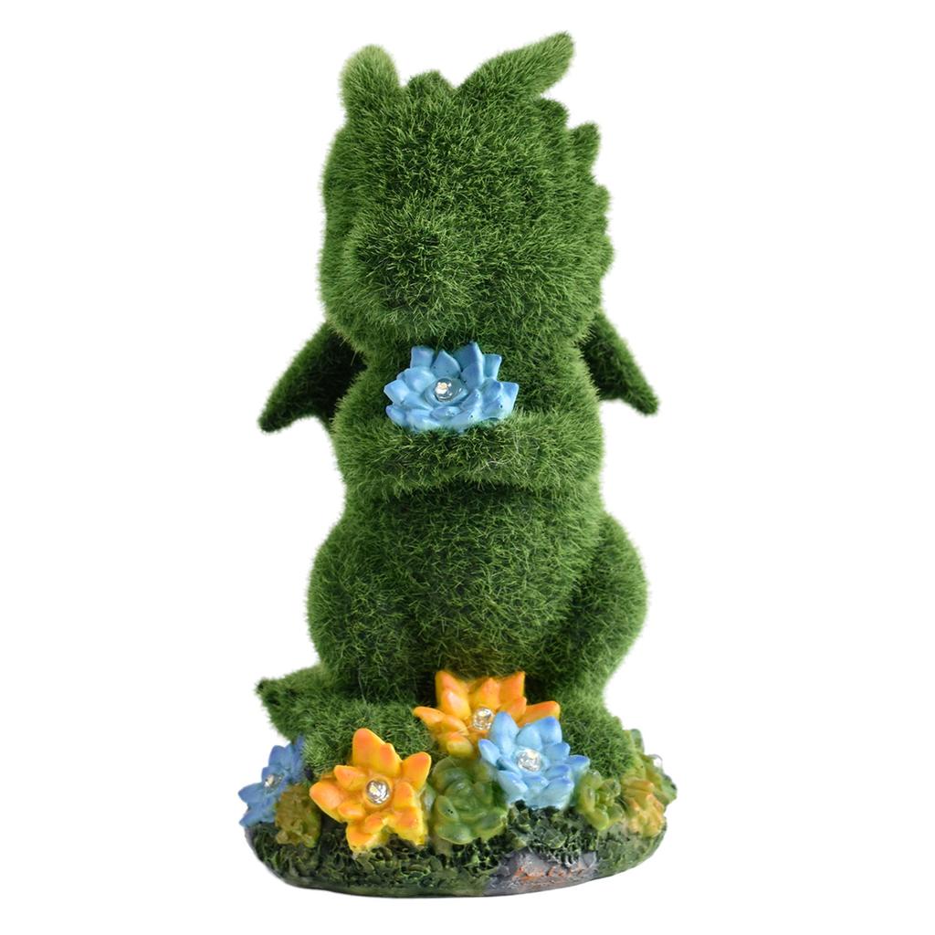 JYL TS/085,Garden Creative Flocked Dragon Solar Outdoor Light Animal Statue for Balcony Home Decor Lamp