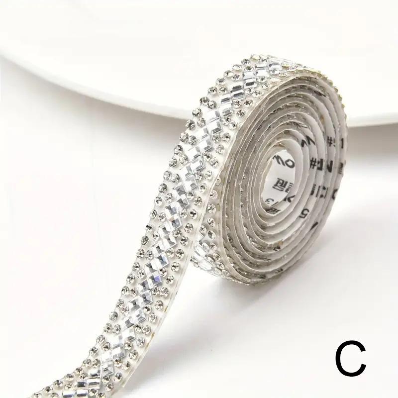 

1Yard Rhinestone Trim Tape DIY Crystal Glass Craft Enthusiasts Shiny Strass Tape Self Adhesive For Dress Shoe Sticker Ribbon