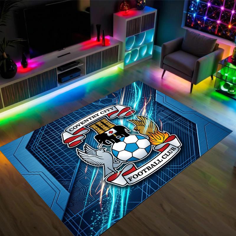Coventry City Football Design Crystal Velvet Carpet Cozy Non?Slip Printed Rug For Bedroom Living Room Entrance