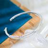 High-End S925 Silver Plain Bangle With Sparkling Zirconia Stylish Women Cuff Bracelet