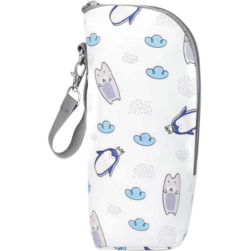 ibasenice Baby Bottle Pouch, 1 Bottle, with Rope, Cute Penguin Design, Lightweight, Easy to Carry, Keeps Milk Bottles Cool and Warm, Milk Bottle Bag,