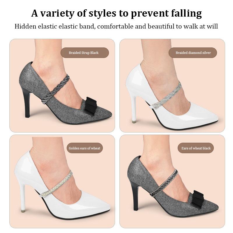 Women Shoelaces for High Heels Adjustable Ankle Shoe Belt Holding Bundle Shoe Laces Tie Straps Band Elastic Rhinestone Shoelace
