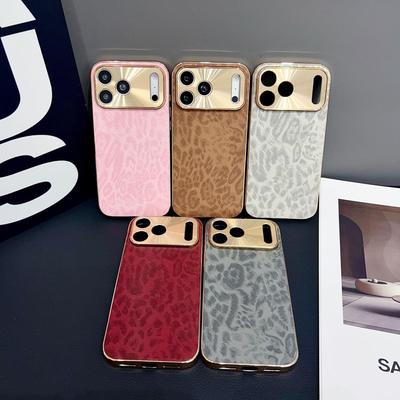 Leopard Print Electroplated iPhone 12/13/14 ProMax Case, Anti-fall Cover