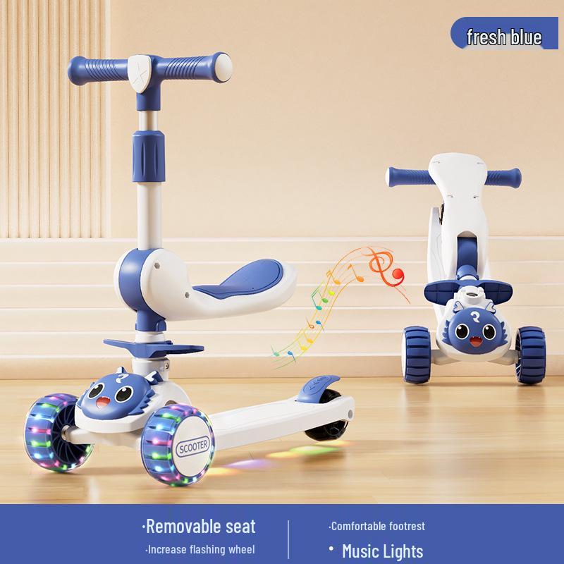 

Регулируемый детский самокат с сиденьем для детей в возрасте 1-8 лет - Игрушка для катания и сидения для мальчиков и девочек